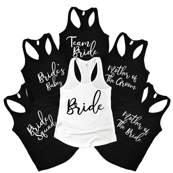 Bachelorette Party Tank Tops, Bride Tank Top, Bridesmaid Tank Top, Bride Squad Tanks, Mother of The Bride Groom Tanks, Wedding Tanks Top