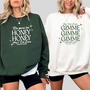 Custom Disco Theme Bachelorette Party Sweatshirt & Shirt, Disco Bride Shirt, Dancing Queen Sweatshirt, Honey Honey Disco Bridal Shower Gifts