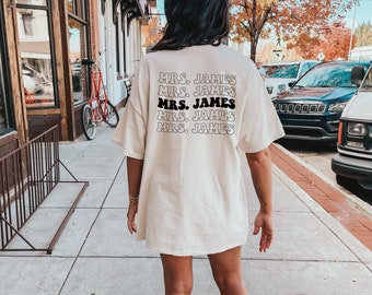 Mrs. Sweatshirt, Custom Bride Shirt, Personalized Mrs Shirt, Honeymoon Shirt, Bachelorette Party Gift, Trendy Wife Shirt, Custom Last Name