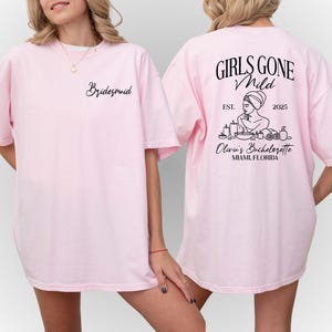 Custom Girls Gone Mild Bachelorette Shirts, Girls Gone Mild Gift, Pjs and Prosecco Shirt, Spa Bachelorette, Pajamas Bach Party Tshirt