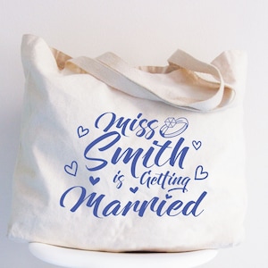Borsa tote personalizzata per la sposa, borse per la festa nuziale, borsa tote per la futura sposa, regali di fidanzamento, borsa regalo per la sposa, annuncio di fidanzamento e matrimonio