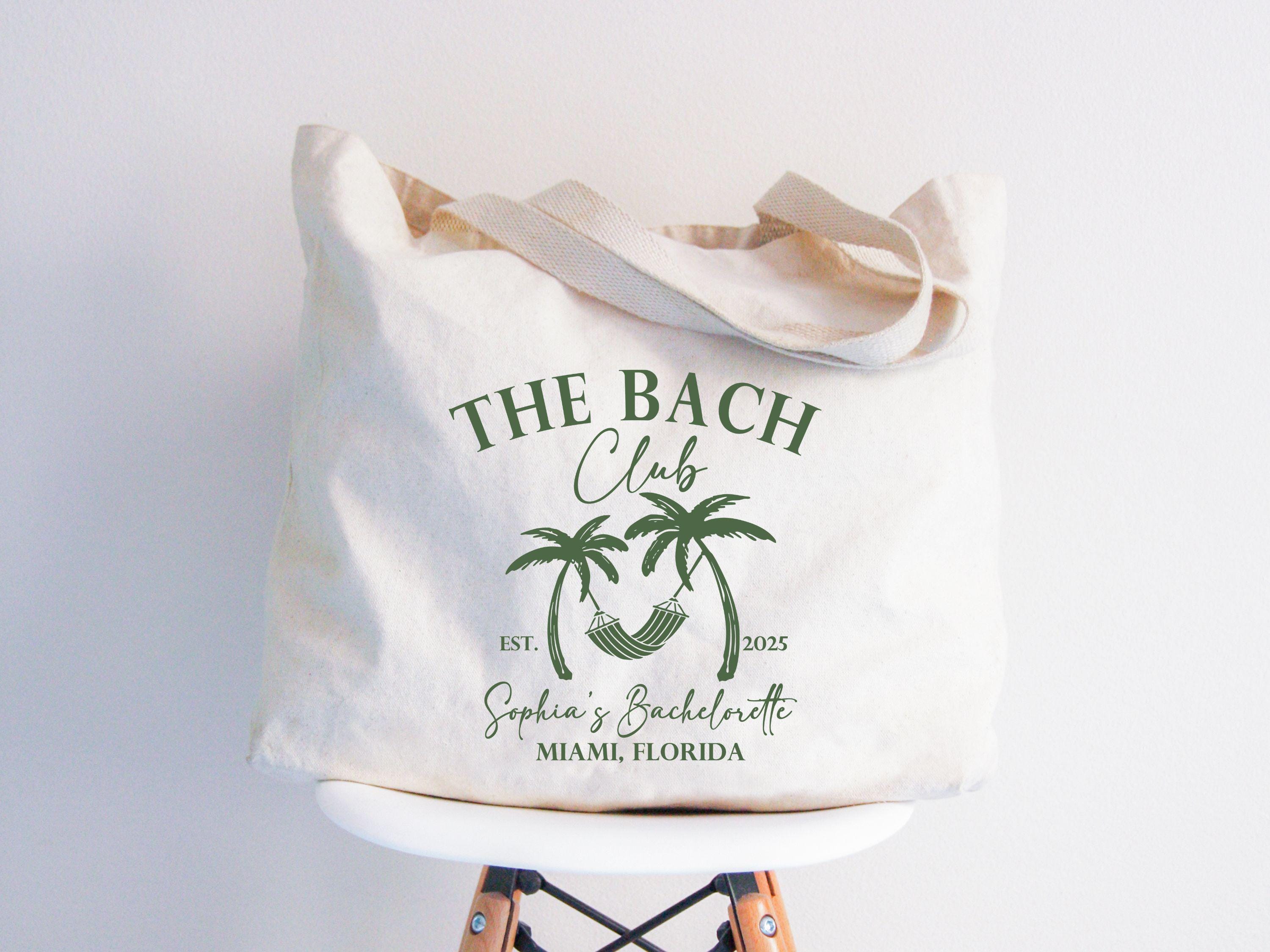 Custom The Bach Club Tote Bag, Beach Bachelorette Gift, Miami Bride Bag, Bridesmaid Beach Tote Bag, Summer Bachelorette Party Favor Bag