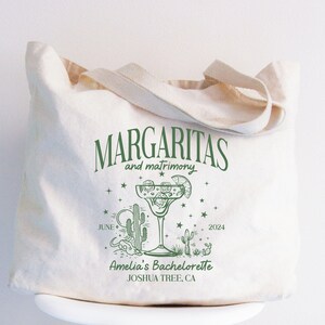 Custom Bachelorette Party Tote Bag - Margaritas and Matrimony, Margs and Matrimony Bachelorette Gifts Bags, Bachelorette Party Favor Bags
