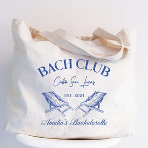 Custom Beach Bachelorette Tote Bag, Beach Bride Gift Bag, Bach Club Bachelorette Party Favor Bag,  Bridesmaid Gifts Tote, Bachelorette Gifts