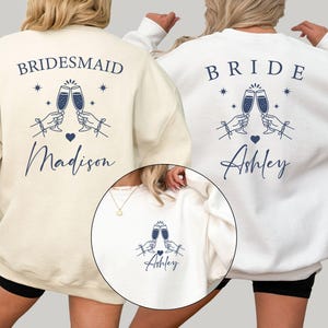 Custom Bride Bridesmaid Sweatshirt, Bachelorette Party Outfit image 1