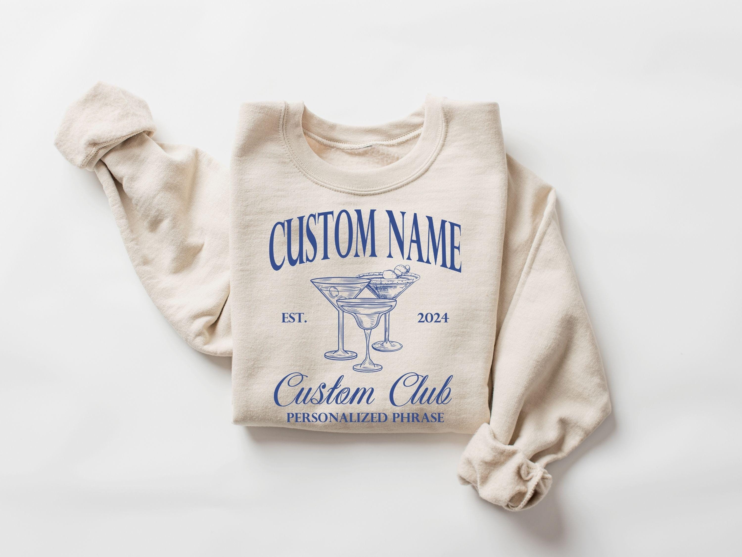 Custom Name Social Club Sweatshirt & Shirt, Luxury Bachelorette Sweatshirt, Cocktail Beach Bachelorette Gift, Coastal Bach Party Gifts