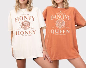 Custom Disco Bachelorette Party Shirt, Disco Bride Gift Shirt, Dancing Queen Shirt, Honey Honey Disco Bridal Shower Shirt, Disco Theme Party