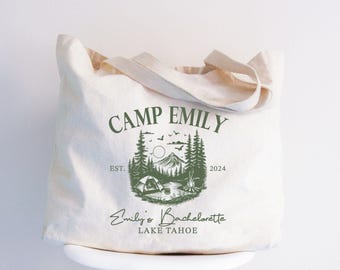 Custom Camp Bachelorette Party Favor Tote Bag, Lake Gifts
