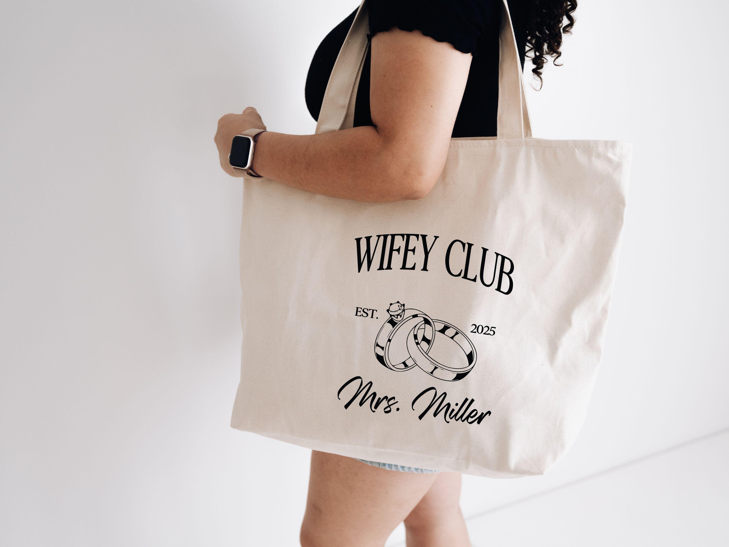 Custom Wifey Club Tote Bag, Mrs Tote Bag, Wifey Gift, Honeymoon Tote Bag, Just Married Gift, Newlywed Gift, New Wife Gift, Wedding Gift