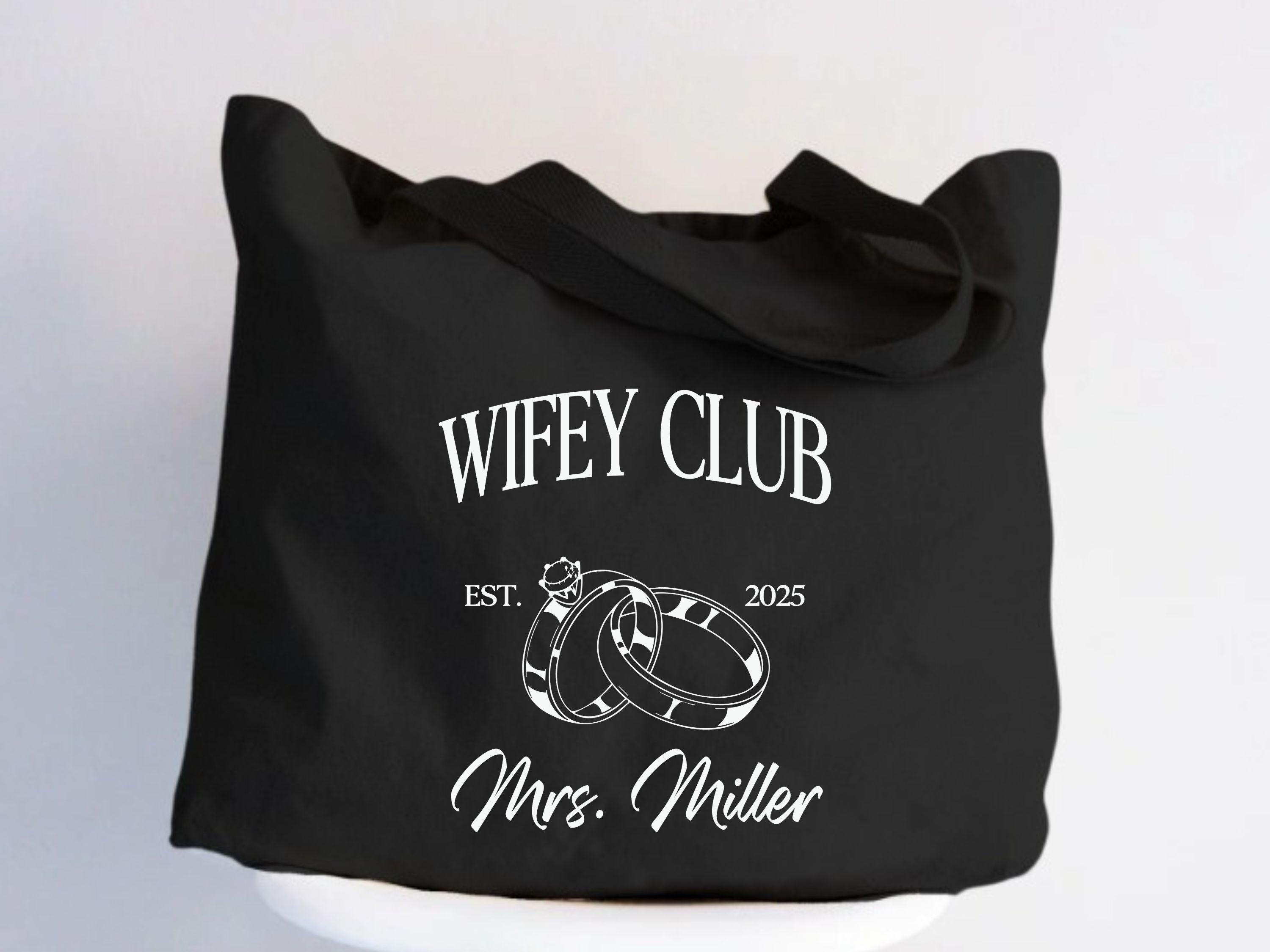 Custom Wifey Club Tote Bag, Mrs Tote Bag, Wifey Gift, Honeymoon Tote Bag, Just Married Gift, Newlywed Gift, New Wife Gift, Wedding Gift