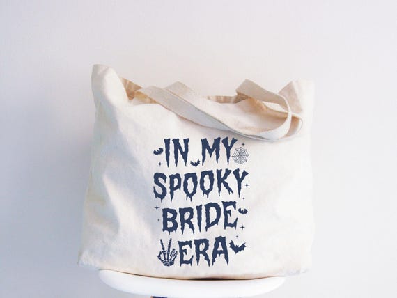 In My Spooky Bride Era Canvas Tote Bag, Goth Bride Gift, Goth Bridal Shower Gift, Halloween Bride Gift, Just Engaged Gift, New Bride Gift