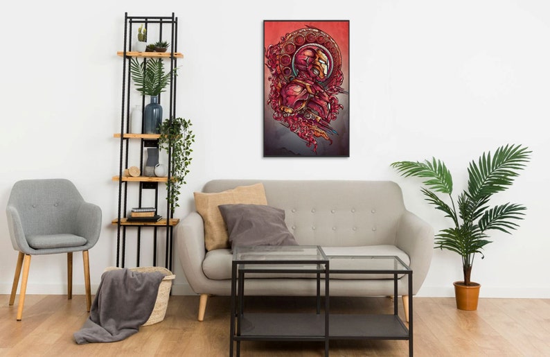Iron Man portrait stylized 4 wallart artwork painted on canvas by hand art Oil painting \u2219 Handmade painting \u2219 Handcraft wall decor Marvel