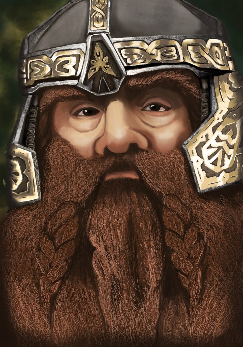 oil painting Handmade painting Lord of the Rings oil canvas Gimli portrait wall art dwarf LOTR fan art Lord of the Glittering Caves