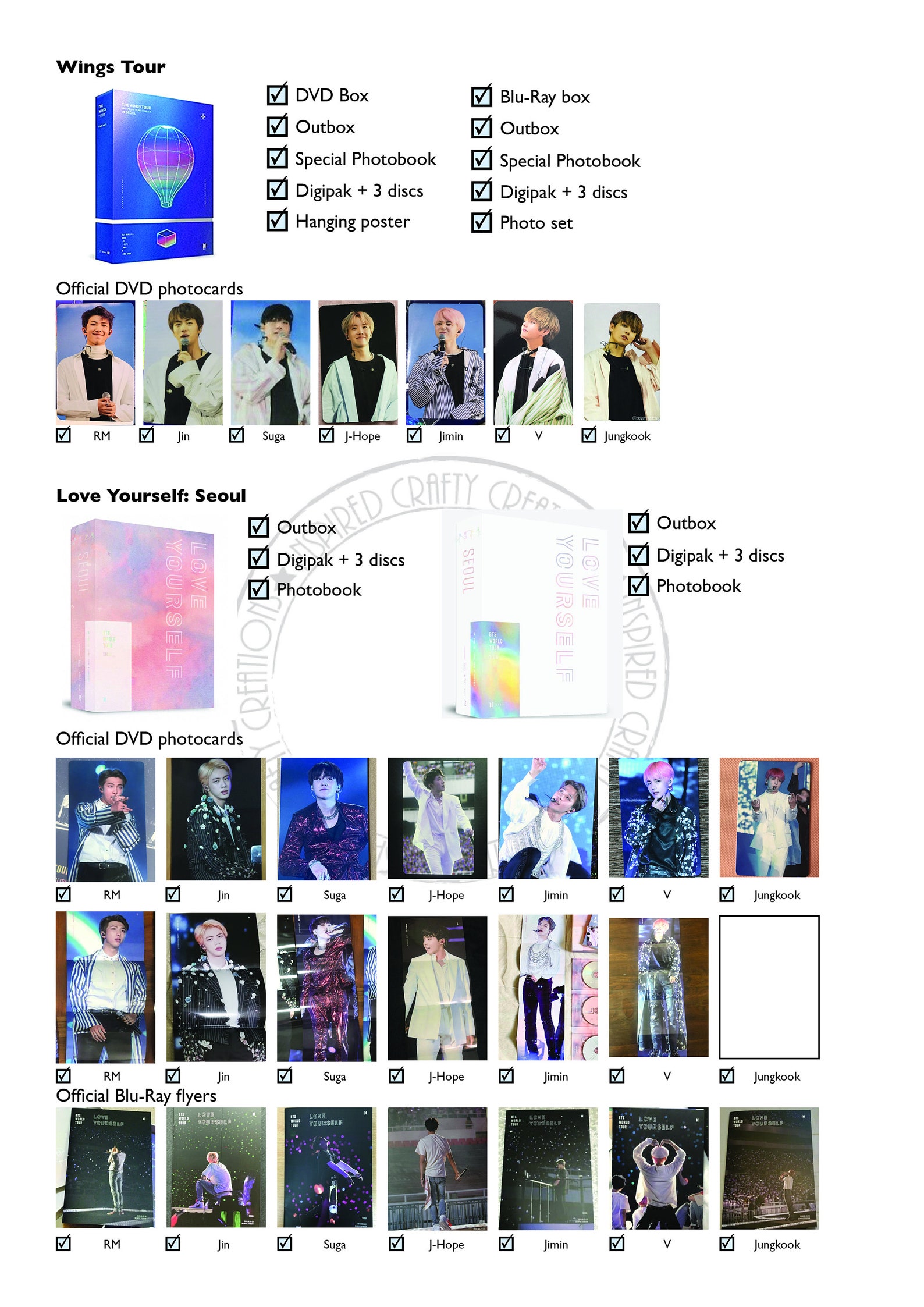 Full document 20132021 Checklist BTS albums and DVD boxes Etsy