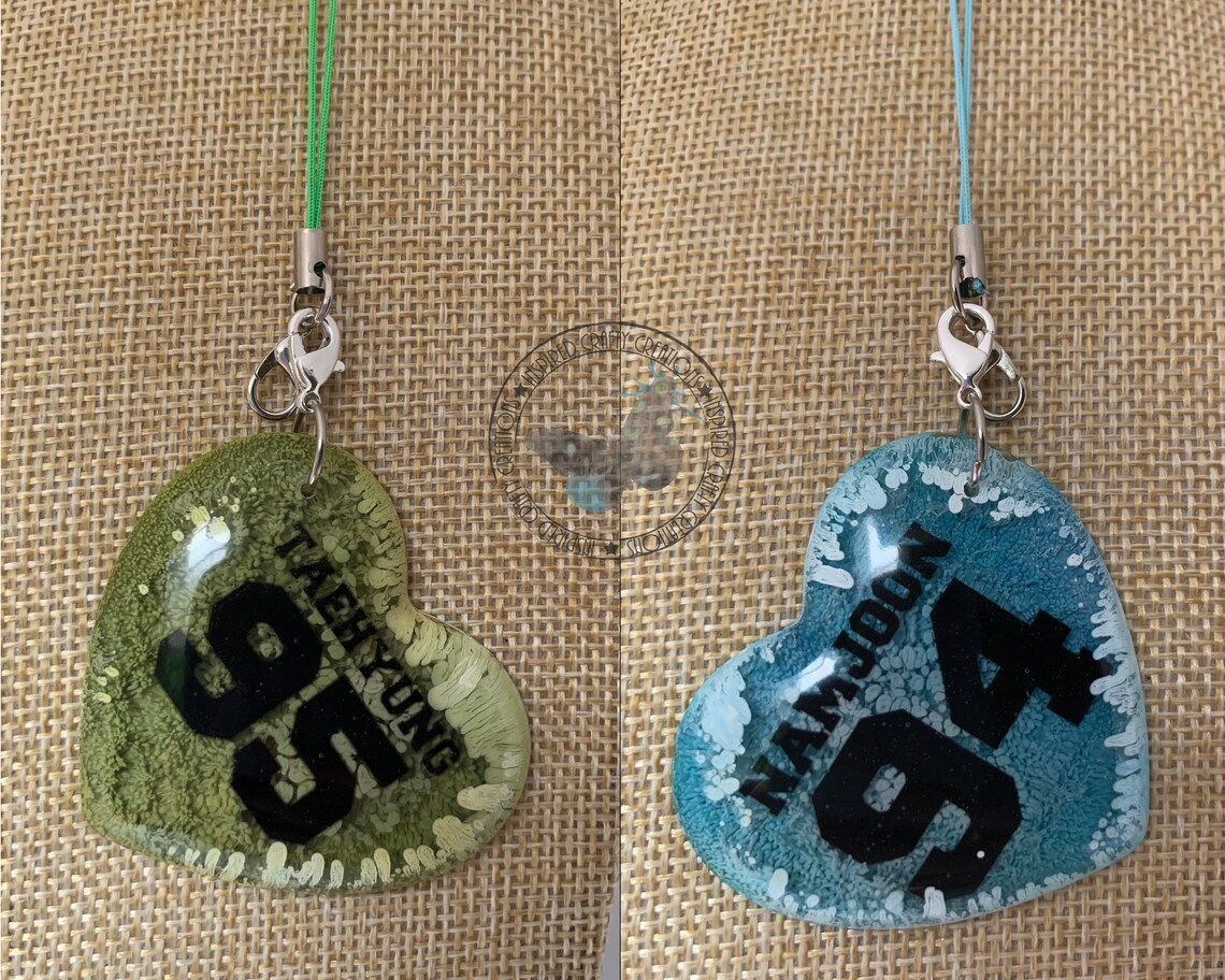 BTS Heart keychains Namjoon and Taehyung Etsy