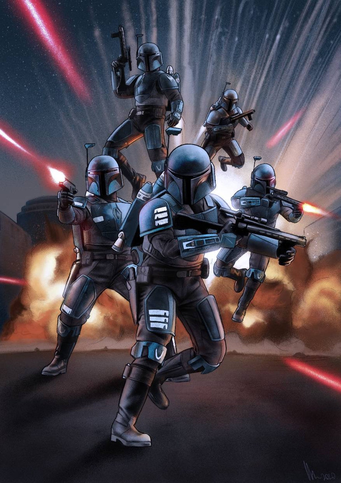 Mandalorian Death Watch Star Wars the Mandalorian A3 Giclée Etsy