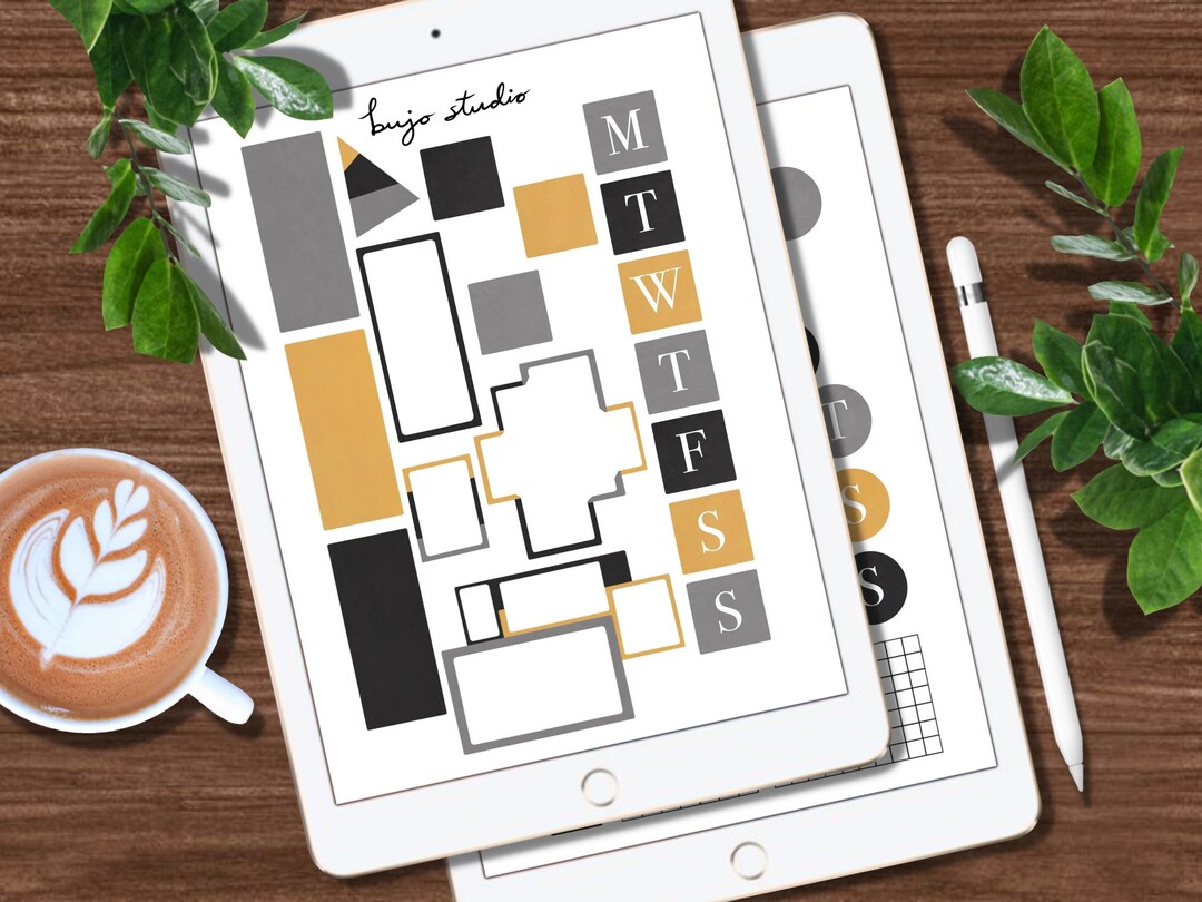 Black, Gold and Silver Digital Sticker Sheets | Weekly Printable Set ...