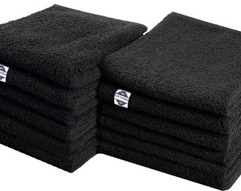 Black Salon Towel 16"x27" Pure Cotton Economy Hand Gym & Parlour Towels