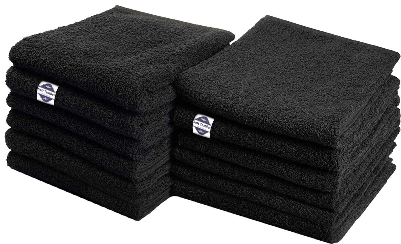 Black Salon Towel 16"x27" Pure Cotton Economy Hand Gym & Parlour Towels