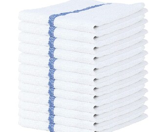 Bar Mop Towel 12-24 Pack Cleaning Kitchen Towels 16&quot;x19&quot; Cotton Blue Stripe