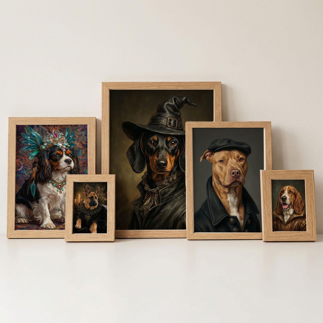 Funny Pet Portrait in Costume, Custom Dog Cat Painting, Personalized ...