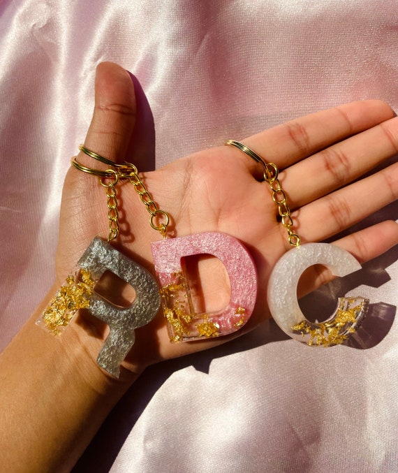 Initial Keychain Ideas Letters For Keychains Black Gold Ombré