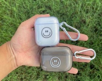 Smiley Airpods Cute Clear Protective Soft TPU Cover for Apple