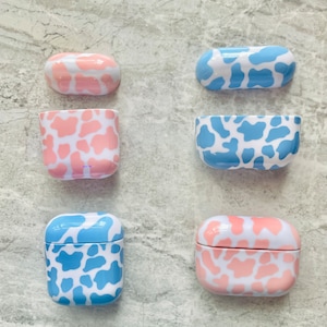 5 NIEUWE Cute Cow Print Cover voor Apple Airpods 1/2 en AirPod Pro's met sleutelhanger haak, eenvoudige Airpod beschermhoes cover met sleutelhanger