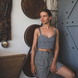 Linen Corset For Women Handmade Linen Crop Top Linen Top  SARAH