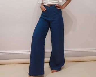 Linen Pants for Women - Wide Leg Linen Pants for her- High Waisted Linen Trousers- Linen Pants with Front Pockets SUE