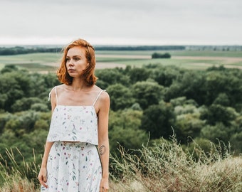 Crop top en lin pour femme Débardeur d'été en lin en lin RAY