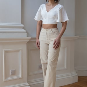corduroy trousers,wide leg pants, wide leg trousers, summer trousers with pockets, cotton trousers, long trousers with pockets