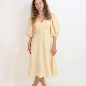 Vestido de novia de lino Vestido midi de lino Vestido de verano Vestido largo de lino hecho a mano LEA