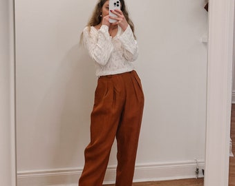 Linen Summer Pants For Women Casual Linen Trousers High Waisted Pants Summer Handmade Gift For Her LEOLA