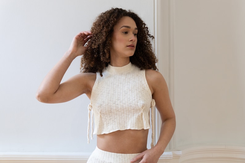 linen knit crop top, summer knit crop top, beach linen top, beach knit top,linen top with details, linen top sleeveless