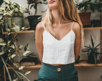 Débardeur court en lin pour femme Top d'été en lin élégant ARYA