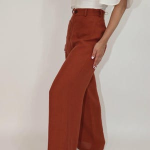 SUE Linen trousers with front pockets, Handmade linen pants for women, Wide leg pants