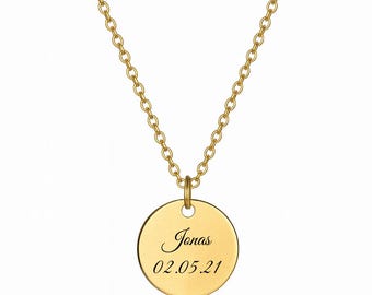 Personalized necklace with name engraving - stainless steel in silver or gold - personalized Christmas gift