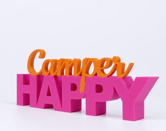HAPPY Camper – Decorative Display Stand | Camping Decor | Motorhome Gift | Vanlife Accessories | Various Colors | Gift Idea | Freestanding