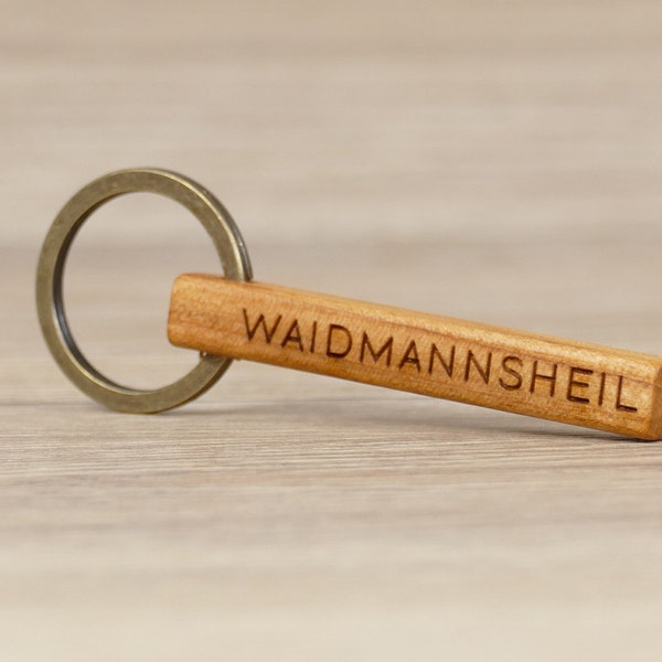 Schlüsselanhänger mit Gravur Holz  Waidmannsheil - Geschenk für Jäger, Jagdschule uvm...