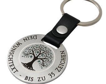 Schlüsselanhänger Lebensbaum Baum des Lebens Personalisiert Anhänger Edelstahl Geschenk Mitbringsel Weihnachten Wunschgravur Gravur