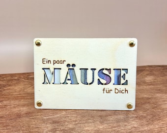 Wooden money gift - Money gift card | Money card | Mice - Teenager gift