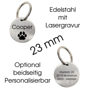 Hundemarke mit Gravur Personalisiert über 20 Motive Name Telefonnummer und Adresse aus Edelstahl in 2 Größen für Hunde, Katzen und Welpen Bild 5