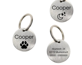 Dog tag personalized with engraving | over 20 motifs name telephone number and address made of stainless steel in 2 sizes for dogs, cats and puppies