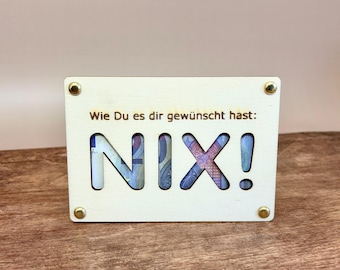 Wooden money gift - Money gift card | NOTHING - you didn't want it