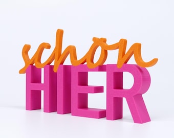 schön HIER Schriftzug Deko Aufsteller 3D | moderne Home Deko | verschiedene Farben | Geschenkidee | Freistehend hinstellen | Valentinstag