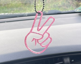 Car Trailer Rearview Mirror Interior Mirror Victory Sign Peace Sign Hand Tuning Accessories