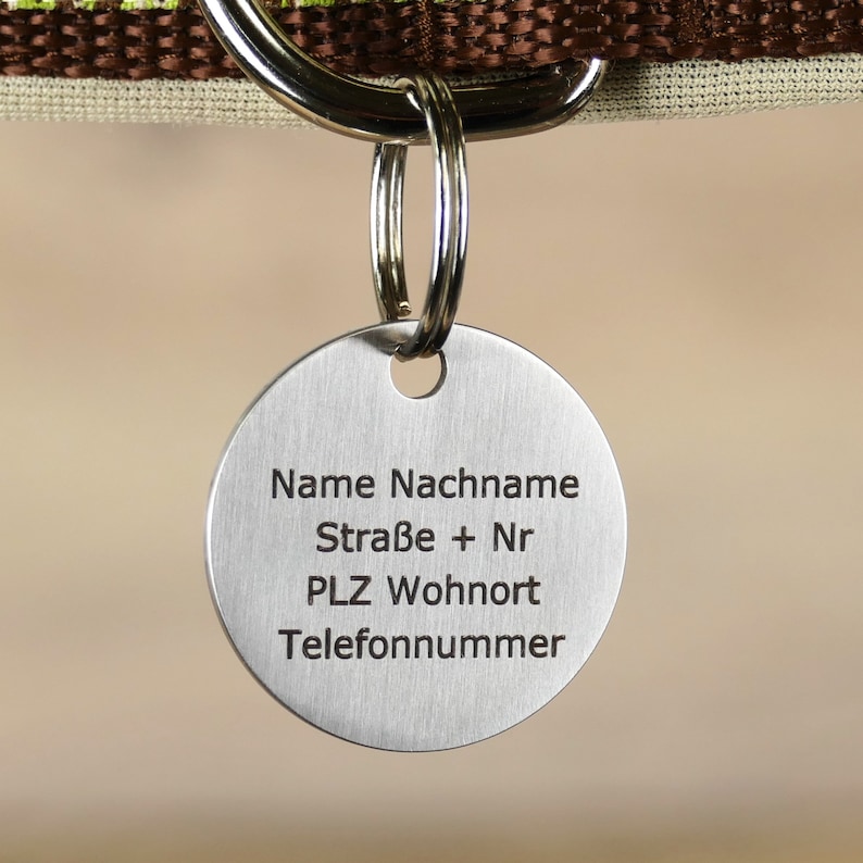 Hundemarke mit Gravur Personalisiert mit Name, Motive, Telefonnummer und Adresse aus Edelstahl in 2 Größen für Hunde, Katzen und Welpen Bild 8