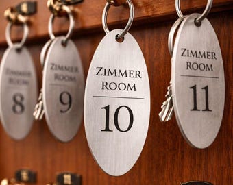 Stainless steel hotel key fob – customizable hotel key fob (75×32 mm)