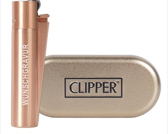 Clipper Personalisiert mit Gravur incl. Box - Edition Rosa Matt - aus Metall mir Wunschgravur, Individueller Clipper, Feuerzeug mit Gravur